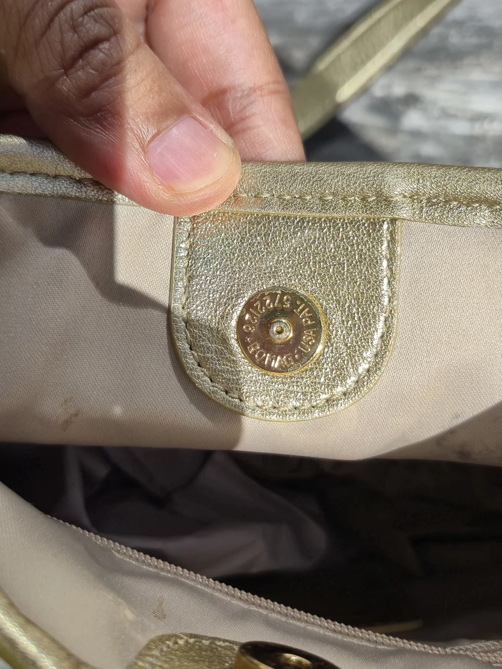 Beige Signature Pattern Crossbody Bag with Gold Accents